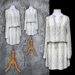 Vintage Y2k Animal Print White Chiffon Dress Spring Summer Office Church School